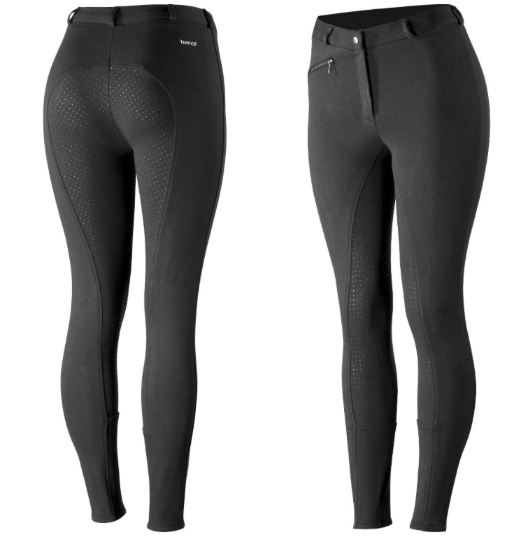 horze婦人アクティブ・シリコンフルシートブリーチ黒