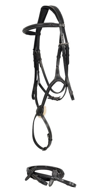 horzeプレスコット・クロス鼻革頭絡 bl