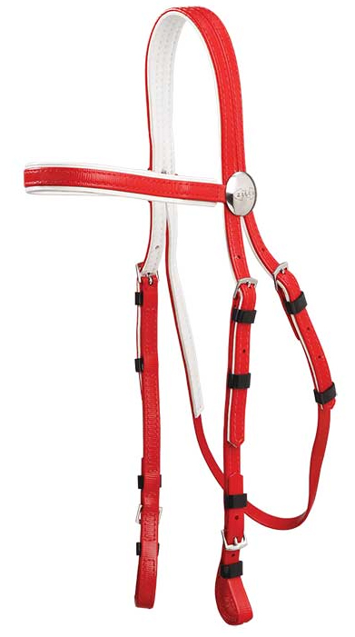 Zilco軽量白パット・レースブライドル赤