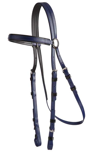 Zilco軽量黒パット・レースブライドル紺