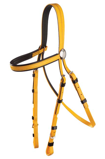 Zilco軽量黒パット・レースブライドル黄色