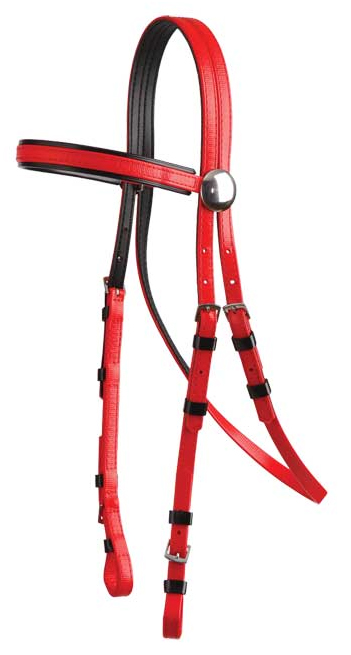 Zilco軽量黒パット・レースブライドル赤