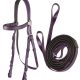 Zilco軽量黒パット・レースブライドル&ループ手綱セット紫