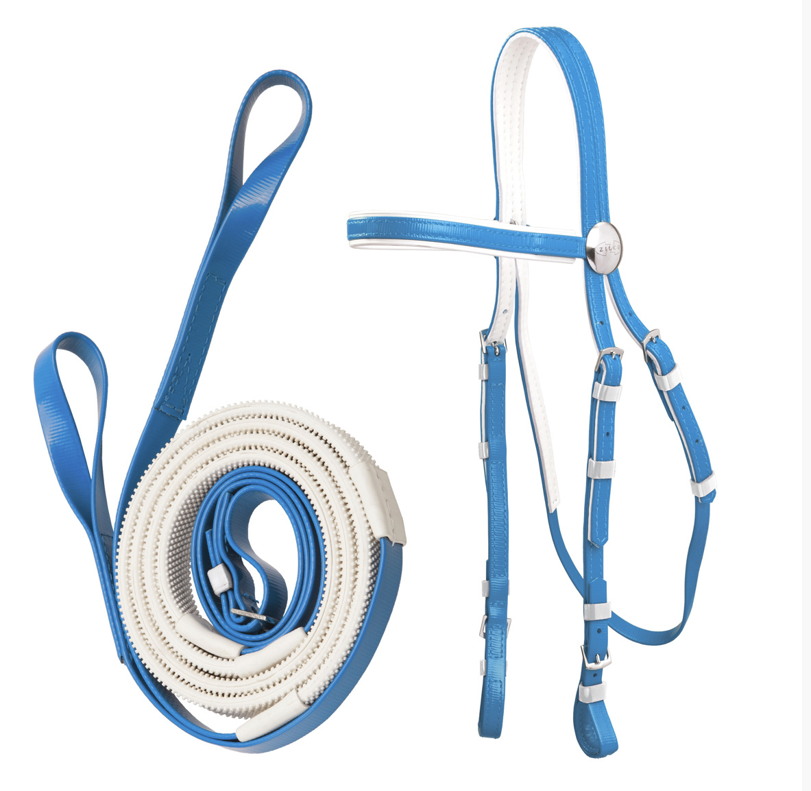 Zilco軽量白パット・レースブライドル&ループ手綱セット