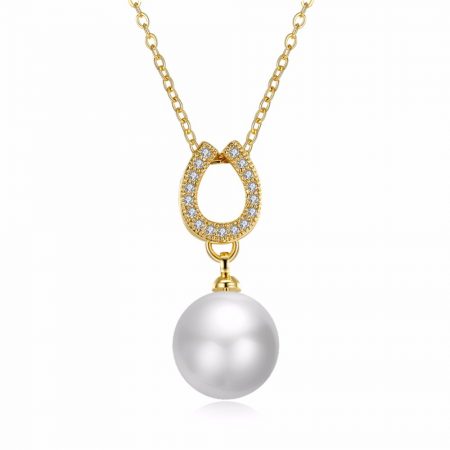 パール＆ホースシュー・ゴールドネックレス